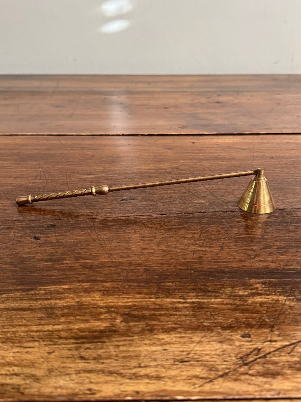 Vintage Brass Candle Snuffer with Thicker Swirled Handle